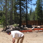 Carpenter Working on Logs